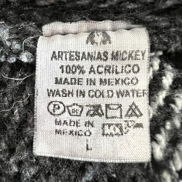 Vintage Artisanias Mickey Unisex Baja Hoodie Hooded Sweatshirt Woven Blue Black - Picture 6 of 6